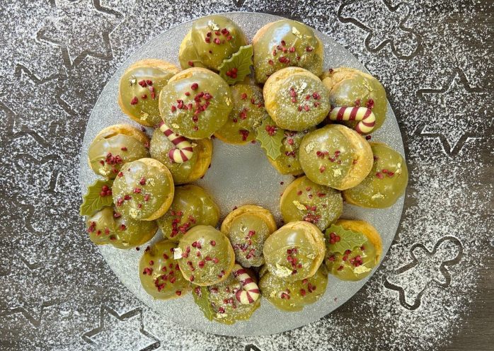 Pistachio Profiterole Wreath